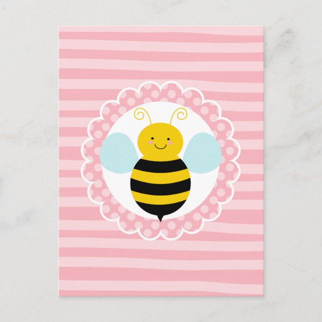 Carte Postale Jolie abeille à bourdons - Rose jaune (Devant)