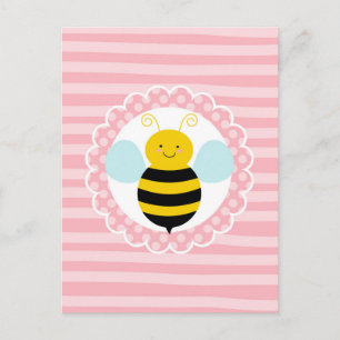 Carte Postale Jolie abeille à miel - Rose Jaune
