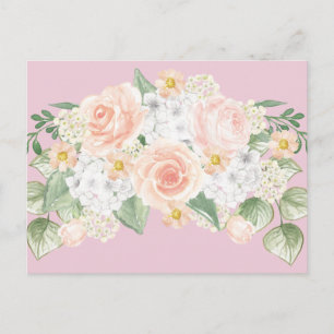 Carte Postale Jolie aquarelle Bouquet floral Roses roses roses