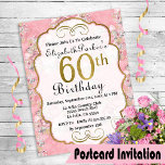 Carte Postale Jolie aquarelle rose Floral 60e anniversaire Invit<br><div class="desc">Plutôt rose Aquarelle Floral 60e Anniversaire Carte postale Invitation. Il Est Facile De Modifier L'Exemple De Texte En Cliquant Sur Personnaliser. Cliquez Sur Personnaliser Pour Modifier Le Type De Police,  La Couleur De Police,  La Taille De Police Ou Pour Ajouter/Supprimer/Modifier Le Texte Ou Les Éléments De Création.</div>
