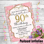 Carte Postale Jolie aquarelle rose Floral 90e anniversaire Invit<br><div class="desc">Pretty Rose Aquarelle Floral 90e Anniversaire Carte postale Invitation. Il Est Facile De Modifier L'Exemple De Texte En Cliquant Sur Personnaliser. Cliquez Sur Personnaliser Pour Modifier Le Type De Police,  La Couleur De Police,  La Taille De Police Ou Pour Ajouter/Supprimer/Modifier Le Texte Ou Les Éléments De Création.</div>