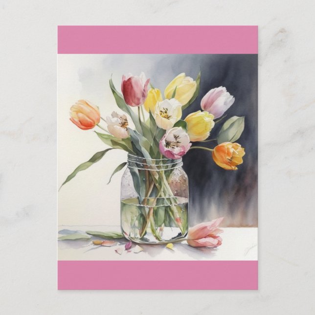Carte Postale Jolie aquarelle tulipes (Devant)