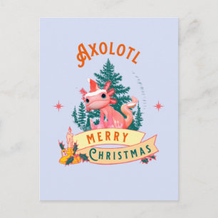 Carte Postale Jolie Axolotl Joyeux Noël Art de Fêtes