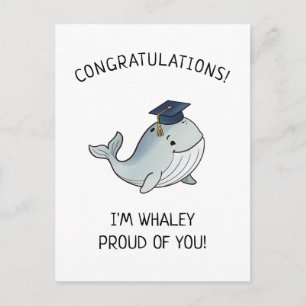 Carte Postale Jolie baleine jeu de mots nouveau diplômé diplômé