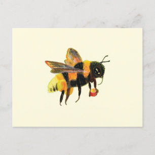 Carte Postale Jolie Bumble Bee Portant Du Pollen Illustration