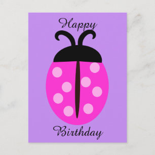 Carte Postale Jolie coccinelle rose anniversaire