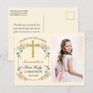 Carte Postale Jolie communion solennelle remerciements floraux à