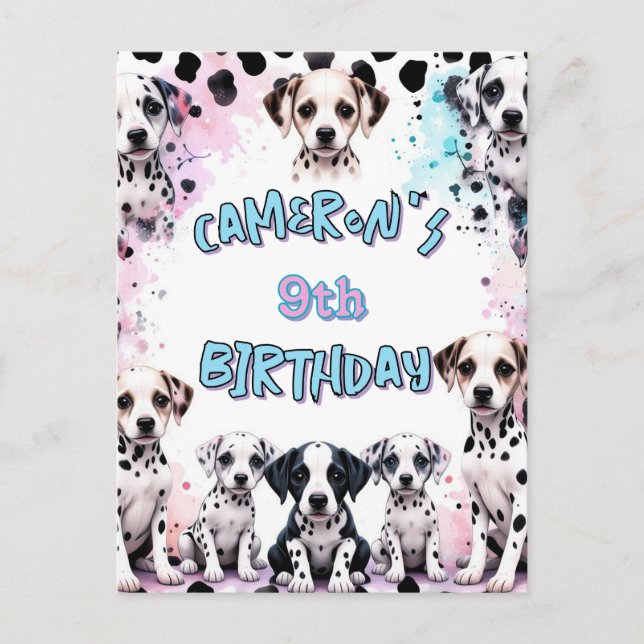 Carte Postale Jolie dalmate chiot Anniversaire (Devant)