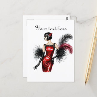 Carte Postale Jolie dame ajouter du texte 