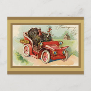 Carte Postale Jolie Dinde Rétro de Thanksgiving
