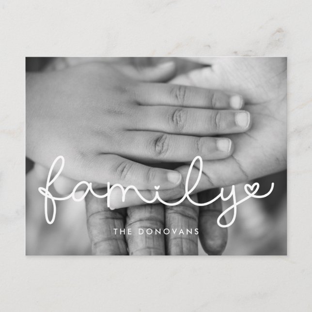 Carte Postale Jolie écriture famille photo vacances (Devant)