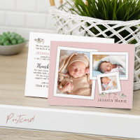Jolie en rose Photo Annonce de naissance encadrée