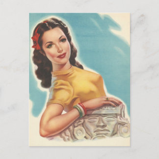Carte Postale Jolie épingle vintage de l'art de fille