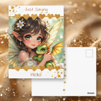 Jolie fée d'anime et dragon Chibi | Bonjour !