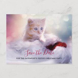 Carte Postale Jolie fête de Noël Kitten Enregistrer la date