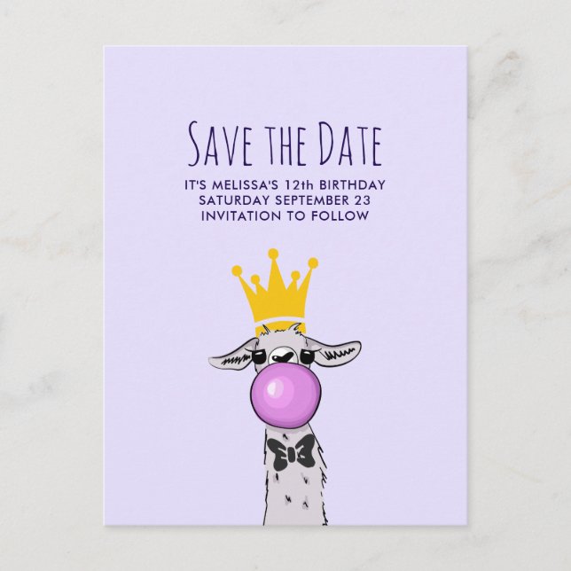 Carte Postale Jolie Fête d'Illustration Llama Drôle Enregistrer  (Devant)