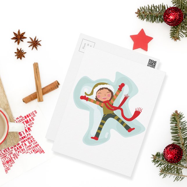 Carte Postale Jolie fille Ange Neige (Créateur téléchargé)