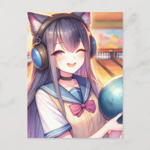 Carte Postale Jolie Fille d'Anime à une Fête d'Anniversaire de B