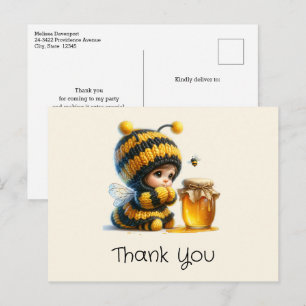 Carte Postale Jolie Fille en Costume d'Abeille avec Merci de Mie