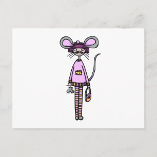 Carte Postale Jolie Fille en Costume de Souris