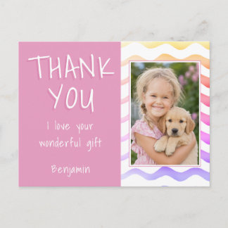 Carte Postale Jolie Fille Rose Merci Anniversaire Photo