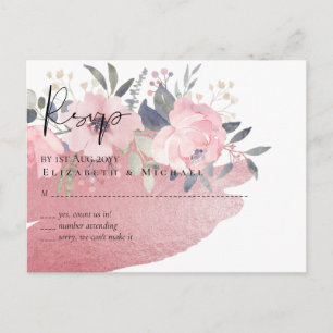 Carte Postale Jolie fille Rosegold Floral Glam Mariage