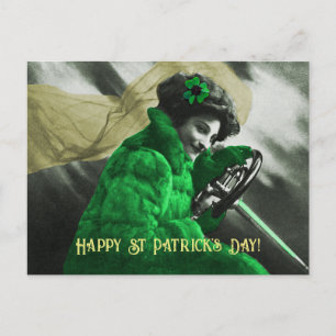 Carte Postale Jolie fille verte de la Saint-Patrick vintage dans