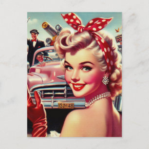 Carte Postale Jolie fille Vintage des années 1950