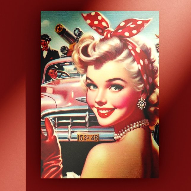 Carte Postale Jolie fille Vintage des années 1950 (Créateur téléchargé)