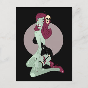 Carte Postale Jolie Fille Zombie Pin-Up