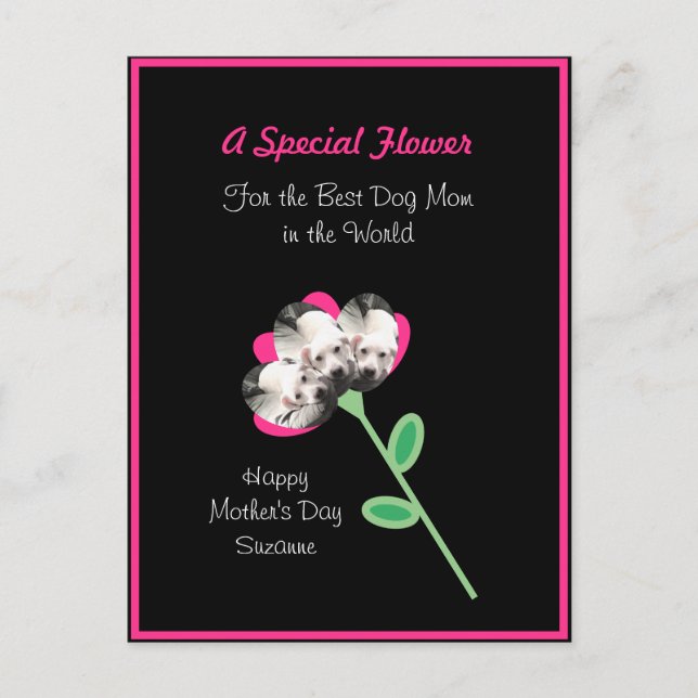 Carte Postale Jolie Fleur de Chien Mignon de la Meilleure Maman  (Devant)