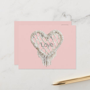 Carte Postale Jolie Frange de Cœur Rose Blanc
