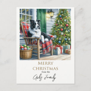 Carte Postale Jolie frontière Collie Noël