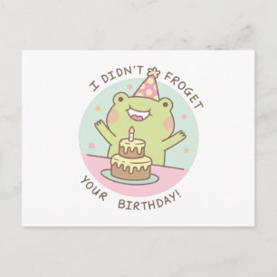 Carte Postale Jolie Grenouille N'a Pas Oublié Votre Anniversaire