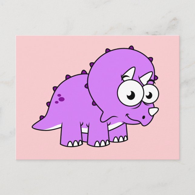 Carte Postale Jolie illustration d'un Triceratops. (Devant)