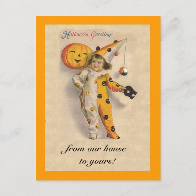 Carte Postale Jolie illustration vintage d'Halloween avec texte  (Devant)