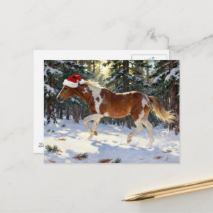 Carte Postale Jolie jument Paint Horse de Noël