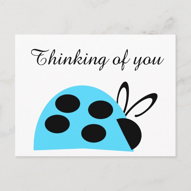 Carte Postale Jolie Ladybug Turquoise Qui Pense À Vous (Devant)
