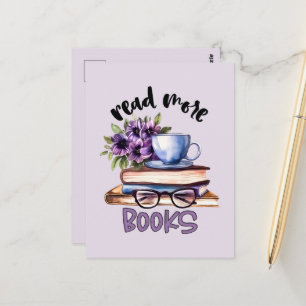Carte Postale Jolie lecture de livres word art 