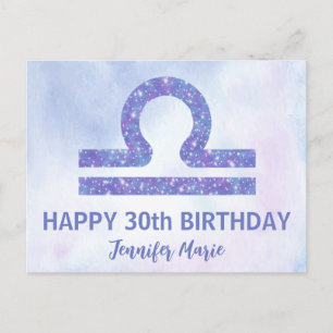 Carte Postale Jolie Libra Sign Custom Purple Joyeux anniversaire