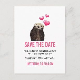 Carte Postale Jolie loutre avec coeurs de la Saint-Valentin, Sau