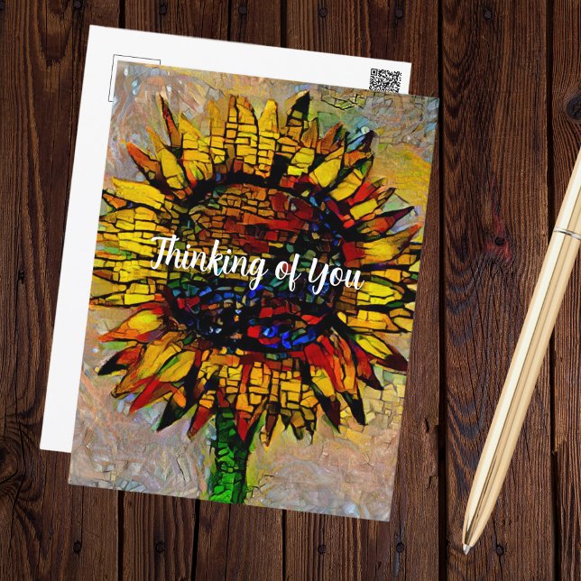 Carte Postale Jolie peinture Abstraite de tournesol (Customizable Sunflower Post Card)