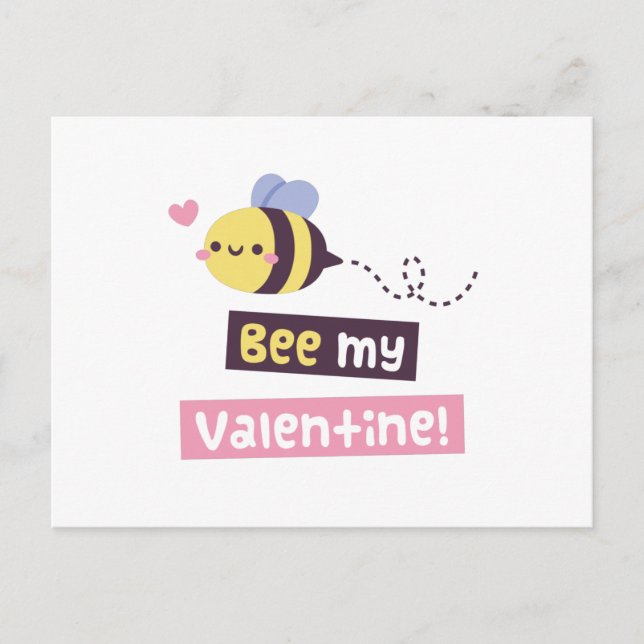 Carte Postale Jolie petite abeille, pun de la Saint-Valentin (Devant)