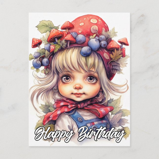 Carte Postale Jolie Petite Fille de Ferme de Campagne (Devant)