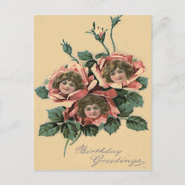 Carte Postale Jolie Petite Fille Rose (Devant)