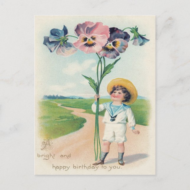 Carte Postale Jolie petite garçon pensée pensées (Devant)