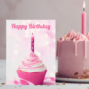 Carte Postale Jolie Photo de Gâteau Rose Personnalisé Joyeux Ann