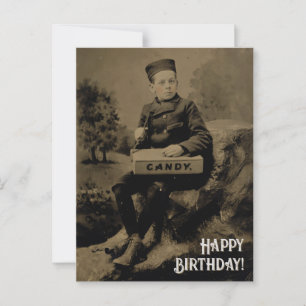 Carte Postale Jolie photographie vintage Joyeux Anniversaire Car
