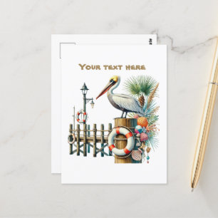 Carte Postale Jolie plage ajouter un oiseau de texte