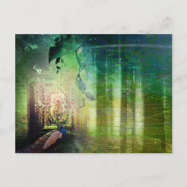 Carte Postale Jolie Portes vertes de Paradise Peacock Forest (Devant)